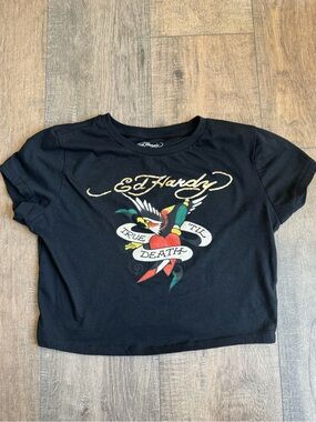 Ed Hardy Y2K Graphic Cropped Baby Tee